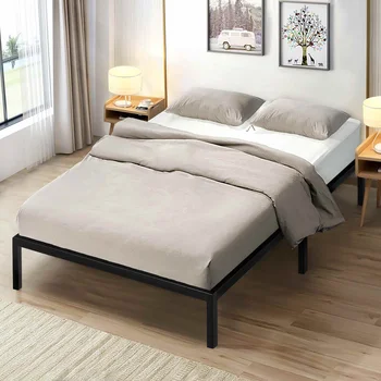 Рама для двуспальной кровати 14 дюймов, стальная металлическая платформа, Стальная рама для кровати с противоскользящей опорой под кроватью, простая сборка