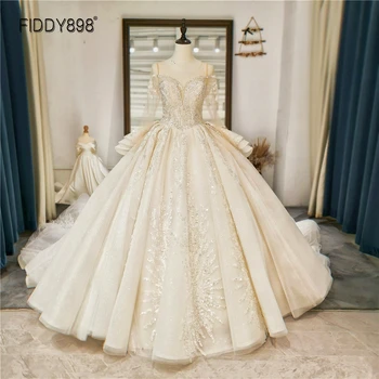 Роскошное бальное платье, свадебное платье с длинными рукавами, платье невесты, Robe De Mariee, свадебные платья, расшитые бисером, для женщин