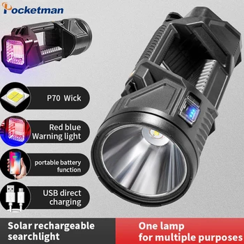 Светодиодный фонарик USB/Солнечный Перезаряжаемый Прожектор, фонарь для рыбалки, кемпинга, Хвостовой двуглавый осветительный прожектор, водонепроницаемый факел