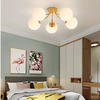 Скандинавская светодиодная Люстра для гостиной, спальни, Молочно-белый Стеклянный шар, Потолочные светильники для дома с Живым Сном, Подвесной светильник