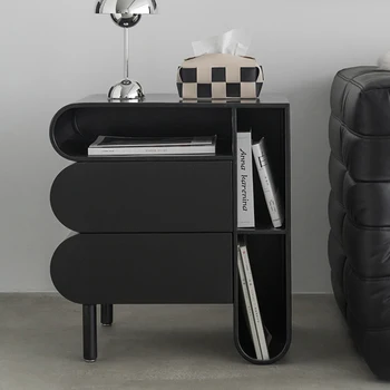 Современные прикроватные тумбочки для спальни, черный минималистичный Узкий итальянский прикроватный столик, Органайзеры для макияжа, Недорогая мебель для дома