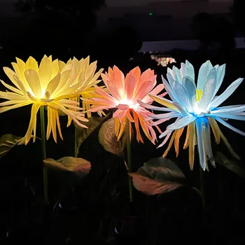 Солнечные Цветы Освещают Наружные Водонепроницаемые Цветы Газонные Лампы Садовый Кол Дорожка Свет для Внутреннего Дворика Lampe Solaire Exterieur