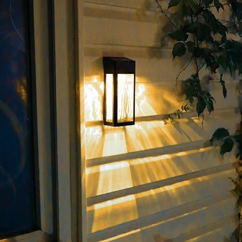 Солнечный настенный светильник, водонепроницаемый Уличный настенный бра, черный Теплый белый Солнечный светильник для стены, двора, входной двери, патио, крыльца, декора сада