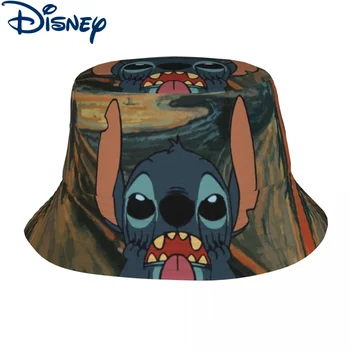 Солнцезащитные Панамские кепки Stitch Munch Mashup для мужчин И Женщин, Рыбацкие кепки Disney Lilo The Scream, Хлопковые шляпы-ведра, Уличная шляпа для рыбалки