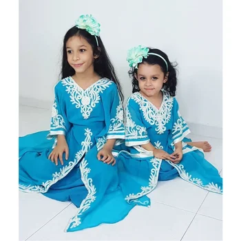 Специальное платье для девочек, Детская Абайя, Марокканская длинная рубашка, Детская Джеллабия, европейский и американский модный тренд