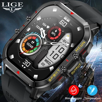 Спортивные Смарт-часы LIGE Ourdoor Мужские наручные часы 1,96 дюймов Bluetooth Call Health Monitor Smartwatch Подходит для Xiaomi Huawei