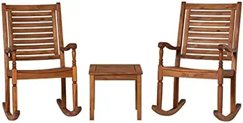 Традиционное кресло-качалка со спинкой из дерева акации, 42 дюйма, темно-коричневый