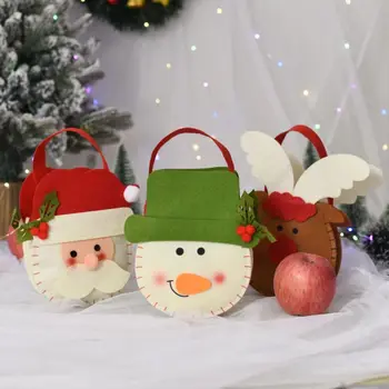 Украшение для елки, шерстяная фетровая сумка с орнаментом на ручке, нетканая сумка, сумка для конфет, сумка для рождественских подарков, сумка-тоут, подарочная сумка