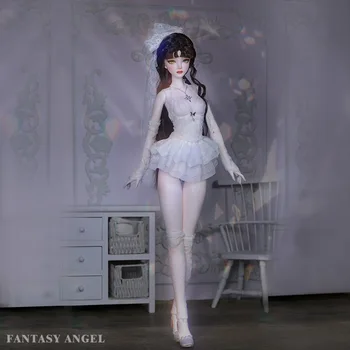 Фантазийный ангел 1/3 Bjd Камилла Элегантная уверенная леди Белое кружевное свадебное платье, игрушки из смолы, шарнирные куклы с шариками