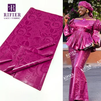 Фиолетовая ткань Bazin Riche для повседневной одежды французских мужчин или женщин 2021 Года, высококачественная парча Basin Riche, Мягкие кружевные материалы
