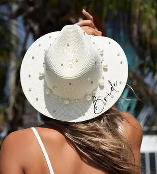 Шляпы с жемчугом Отряда невесты, изготовленная на заказ шляпа от солнца с именем, Ковбойские Шляпы от Солнца с жемчугом, Шляпы для Девичника с названием, Изготовленные на заказ шляпы от солнца с жемчугом