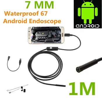Эндоскоп Бороскоп USB Android Инспекционная Камера HD 6 LED 7 мм Объектив 720P Водонепроницаемая Автомобильная Трубка Endoscopio мини-Камера Длиной 1 м